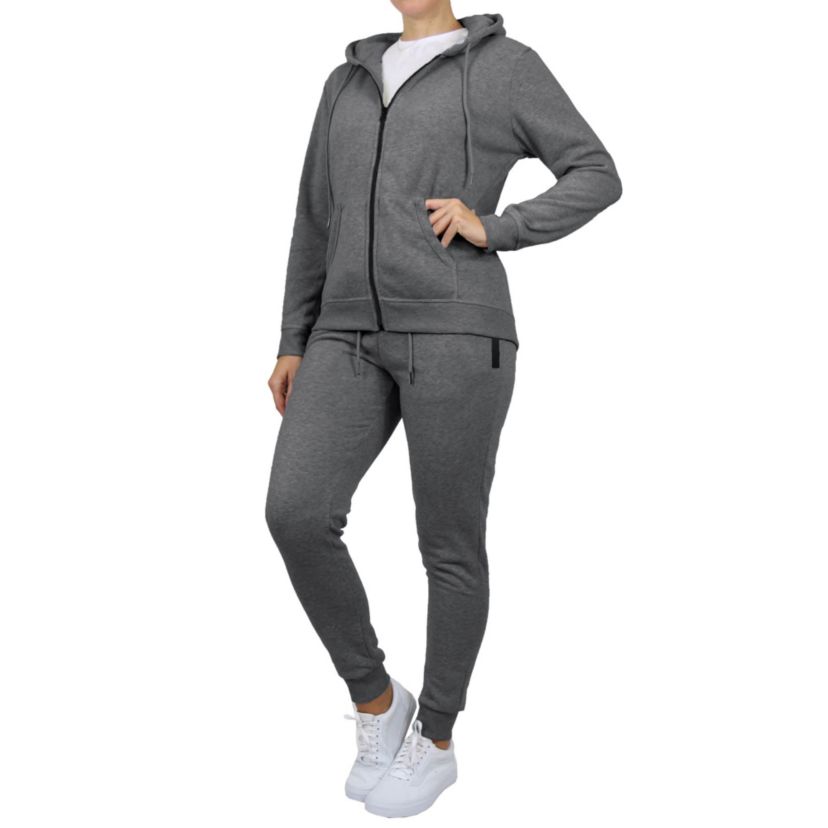 Loose Fit Fleece-Lined Full Zip Hoodie & Jogger 2-Piece Set