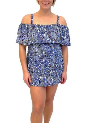 Fit 4 U Plus Size Off The Shoulder Swim Dress Belk