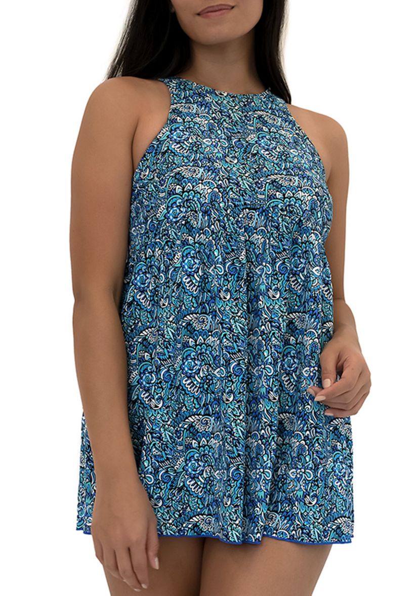 Aquarius High Neck Babydoll Swim Dress