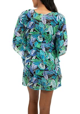 Palms Mesh V Neck Drawstring COVER UP