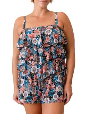 Fit 4 Ur Hips Solid 3-Tier V-Hem Bandeau Romper- Plus 