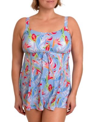 Swimsuits For All Women's Plus Size Tank Overlay Swim Romper 24 Multi  Watercolor Stripe 