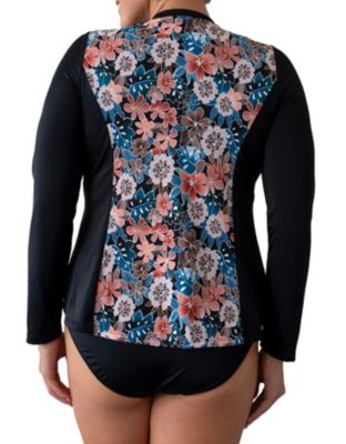 PLUS MOONS SHADOW LONG SLEEVE ZIPPER SWIM SHIRT