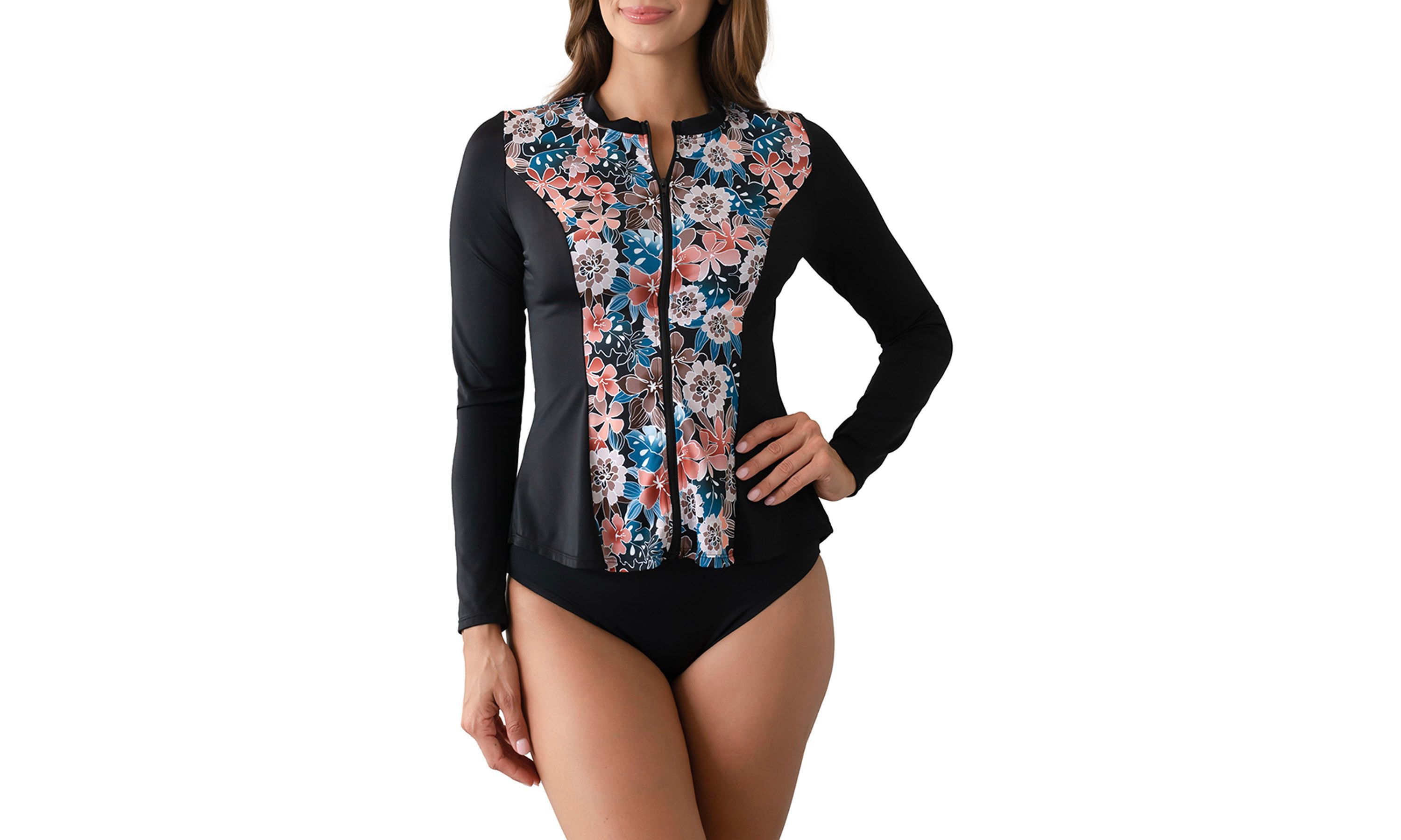 MOONSHADOW LONG SLEEVE ZIPPER SWIM SHIRT