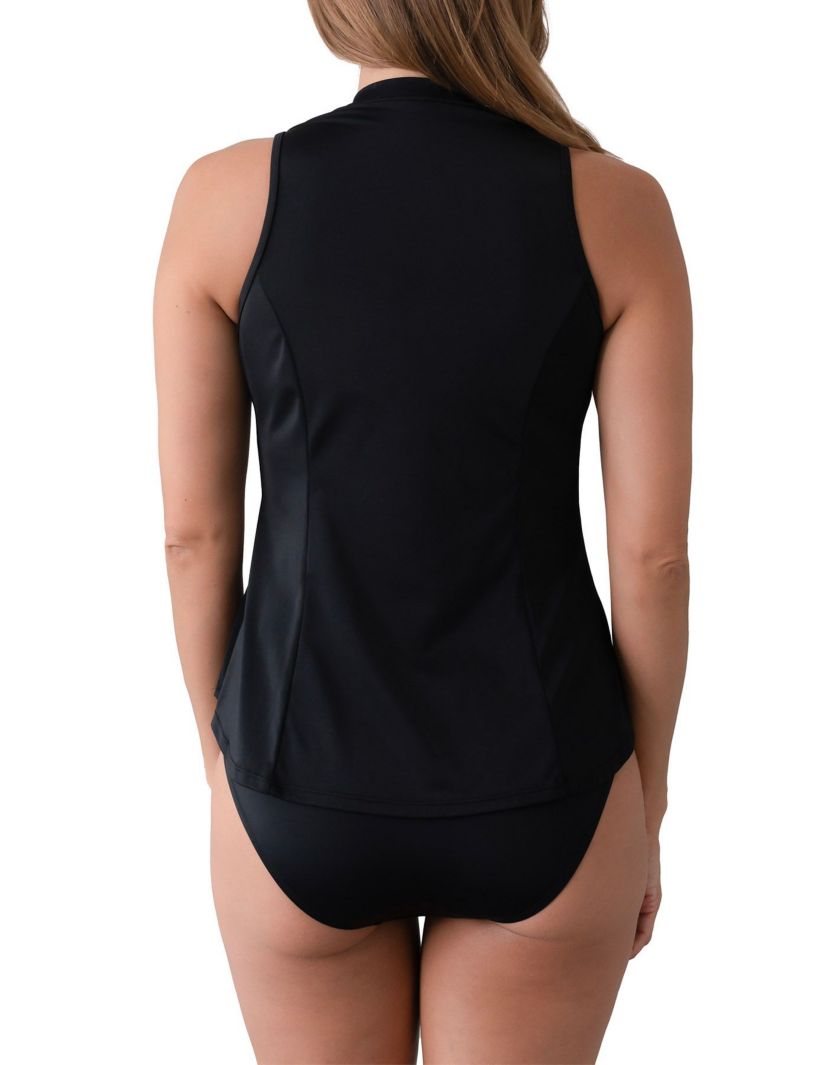 Geomatic Sleeveles Zipper Swim Shirt w/ Built in Bra