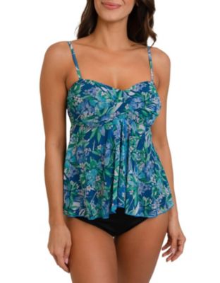 Profile by Gottex Waterfall Molded Underwire Halter Bra Tankini Top (D Cup)