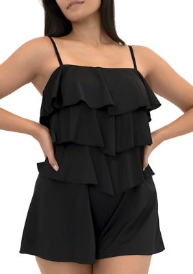 Fit 4 Ur Hips Solid 3 Tier V Hem Bandeau Romper