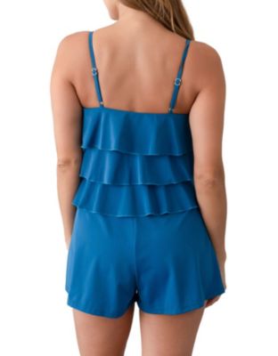 Fit 4 Ur Hips Solid 3-Tiered V-Hem Bandeau Romper 