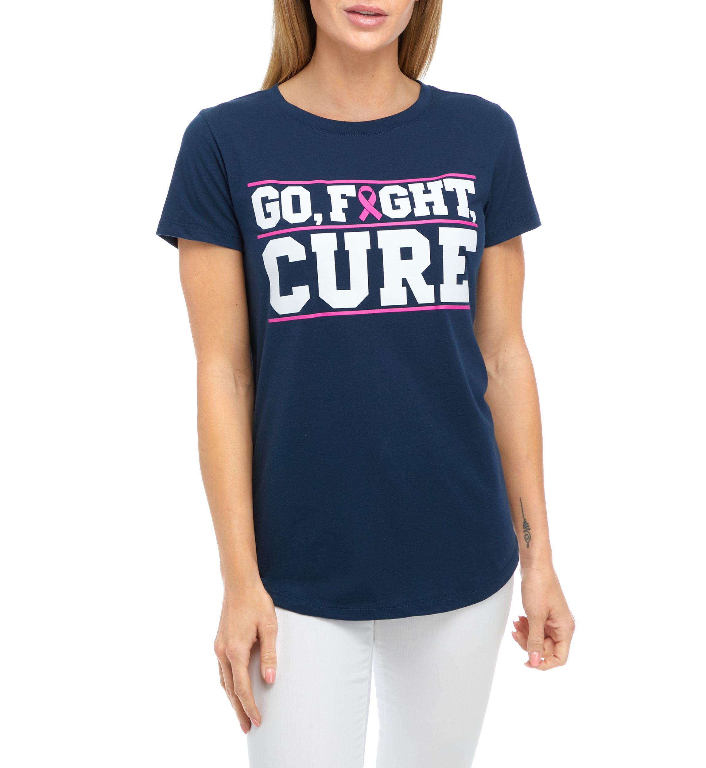 Womens Short Sleeve Breast Cancer Awareness Graphic T-Shirt