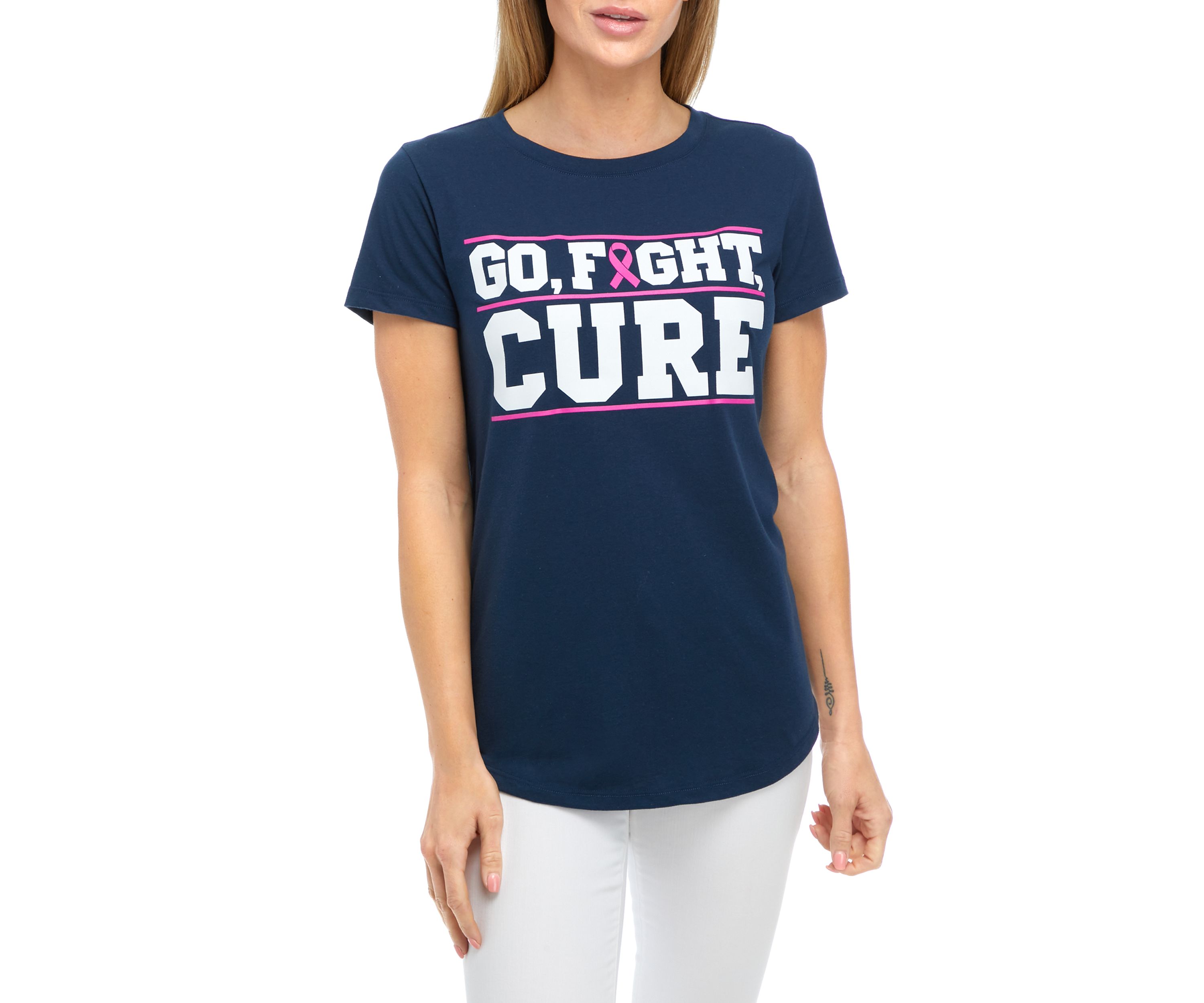 Womens Short Sleeve Breast Cancer Awareness Graphic T-Shirt