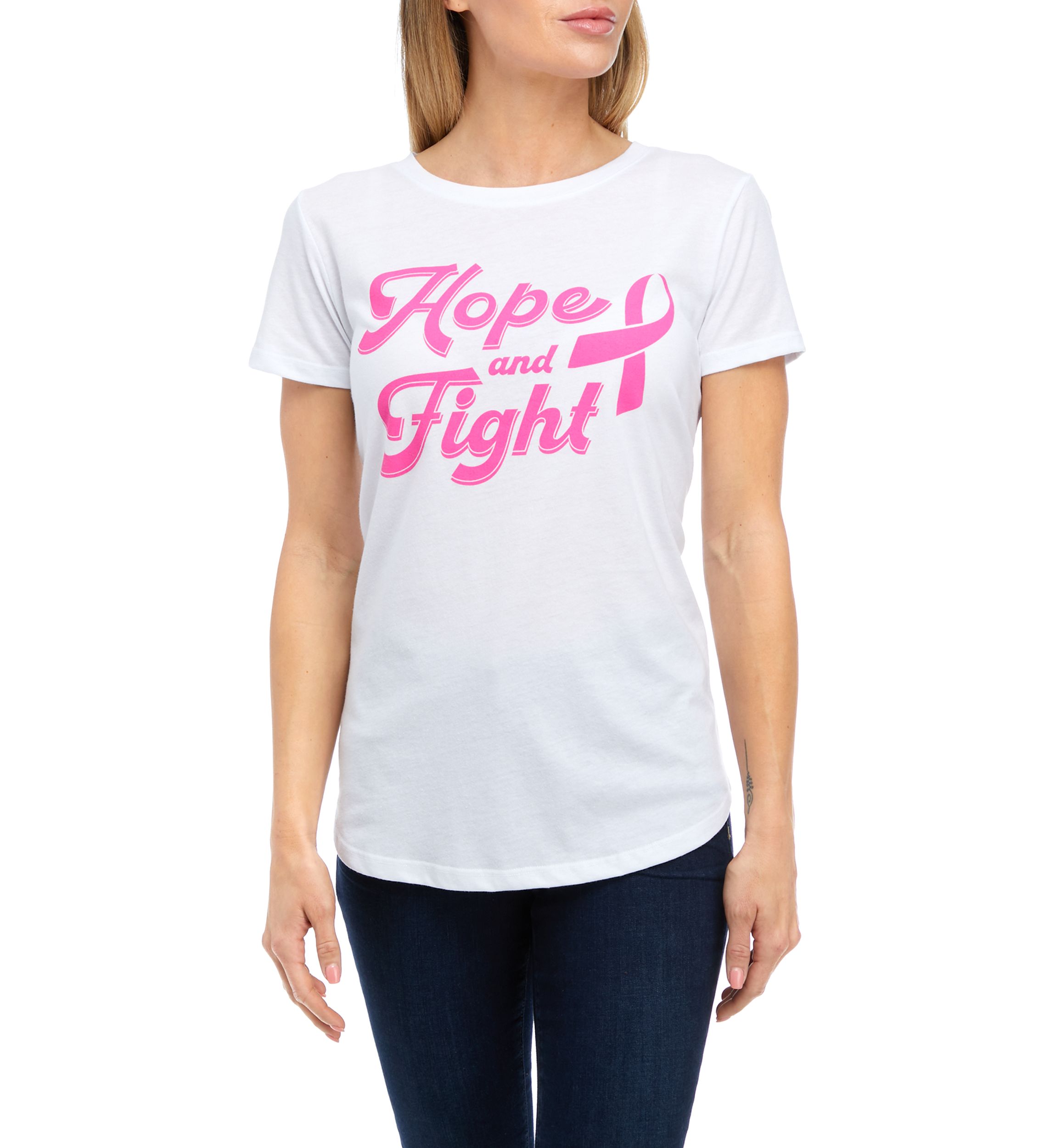 Womens Short Sleeve Breast Cancer Awareness Graphic T-Shirt