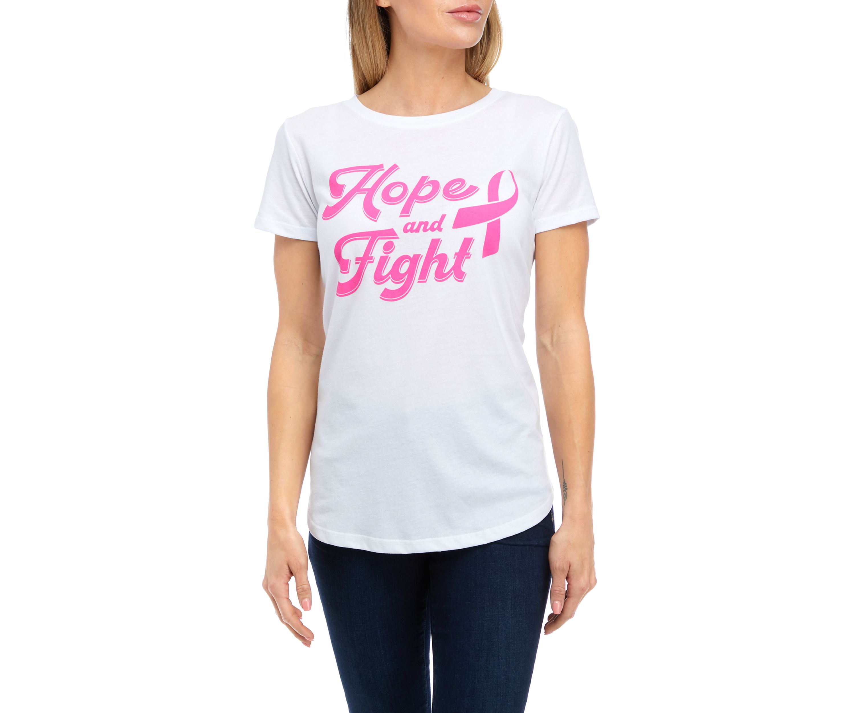 Womens Short Sleeve Breast Cancer Awareness Graphic T-Shirt