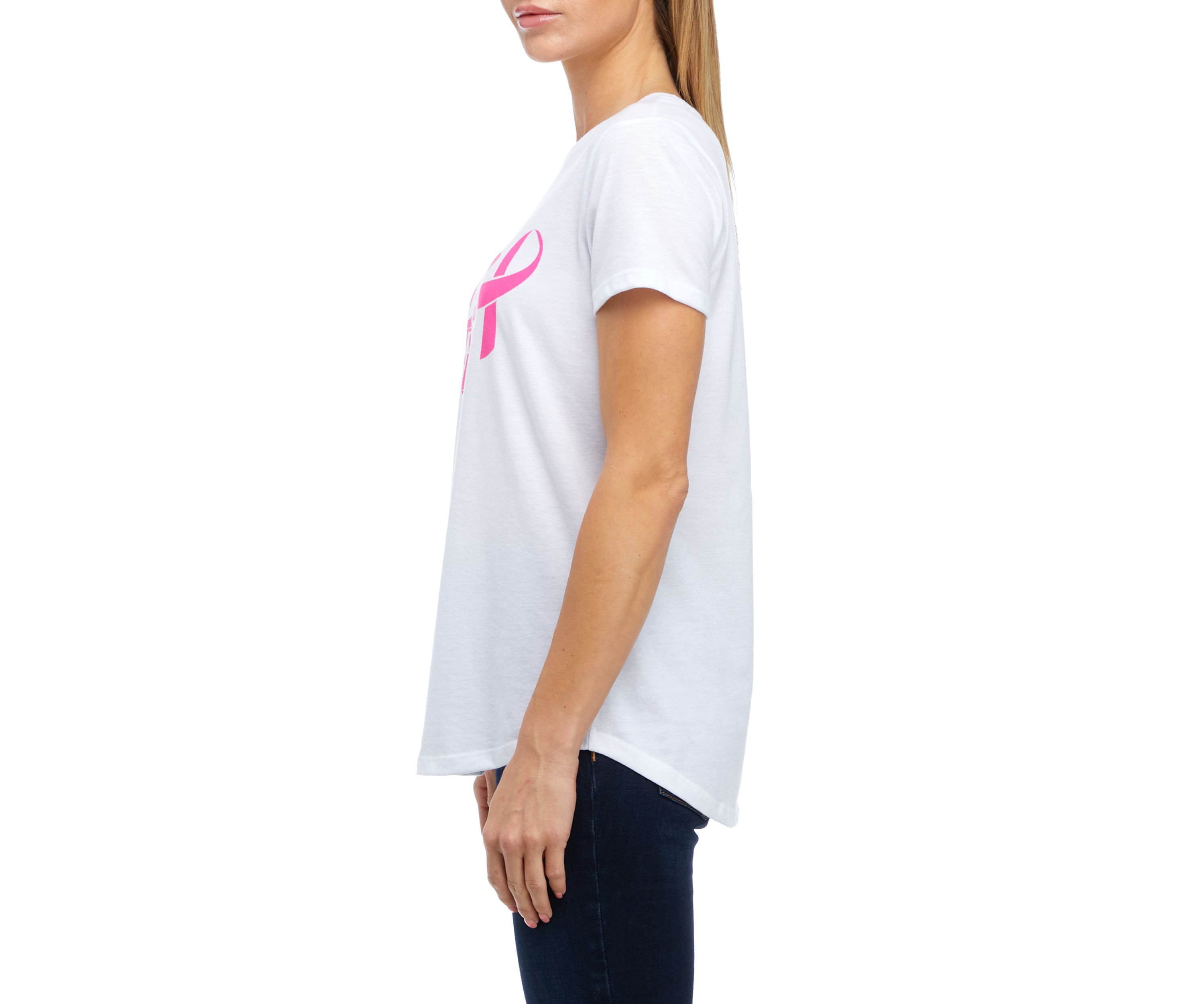 Womens Short Sleeve Breast Cancer Awareness Graphic T-Shirt