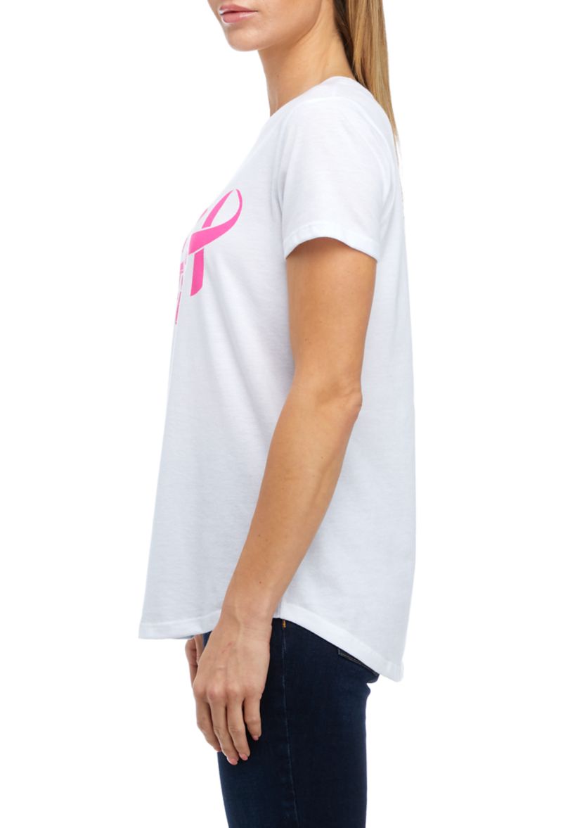 Womens Short Sleeve Breast Cancer Awareness Graphic T-Shirt