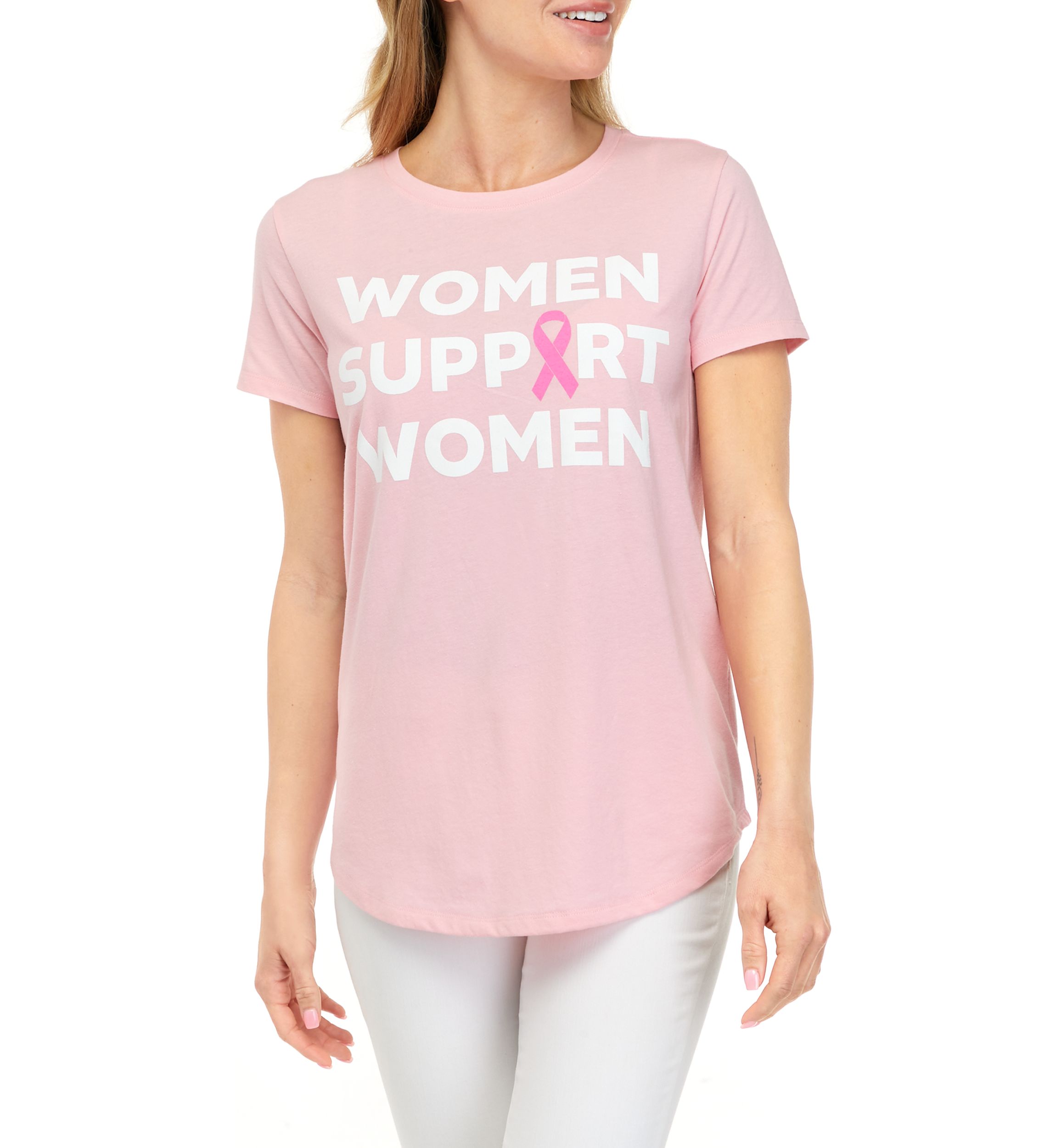 Womens Short Sleeve Breast Cancer Awareness Graphic T-Shirt