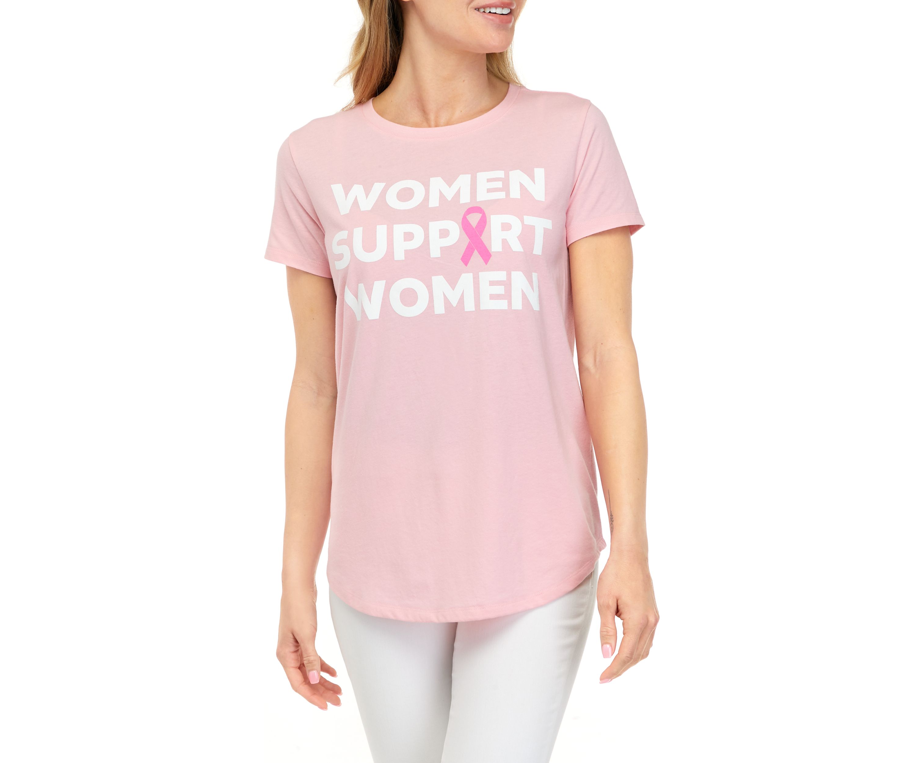 Womens Short Sleeve Breast Cancer Awareness Graphic T-Shirt