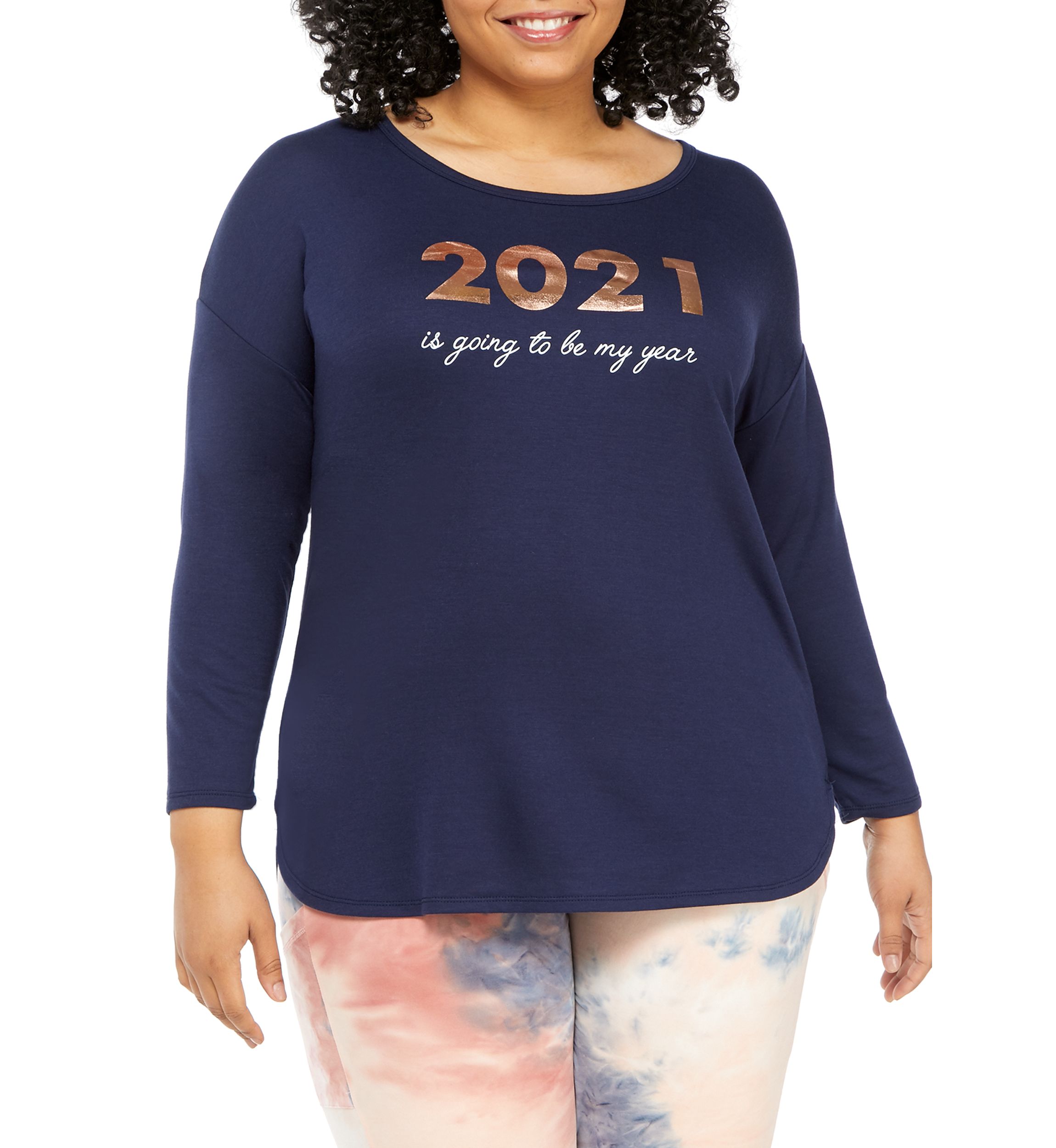 Studio Plus Size Long Sleeve Graphic Pullover