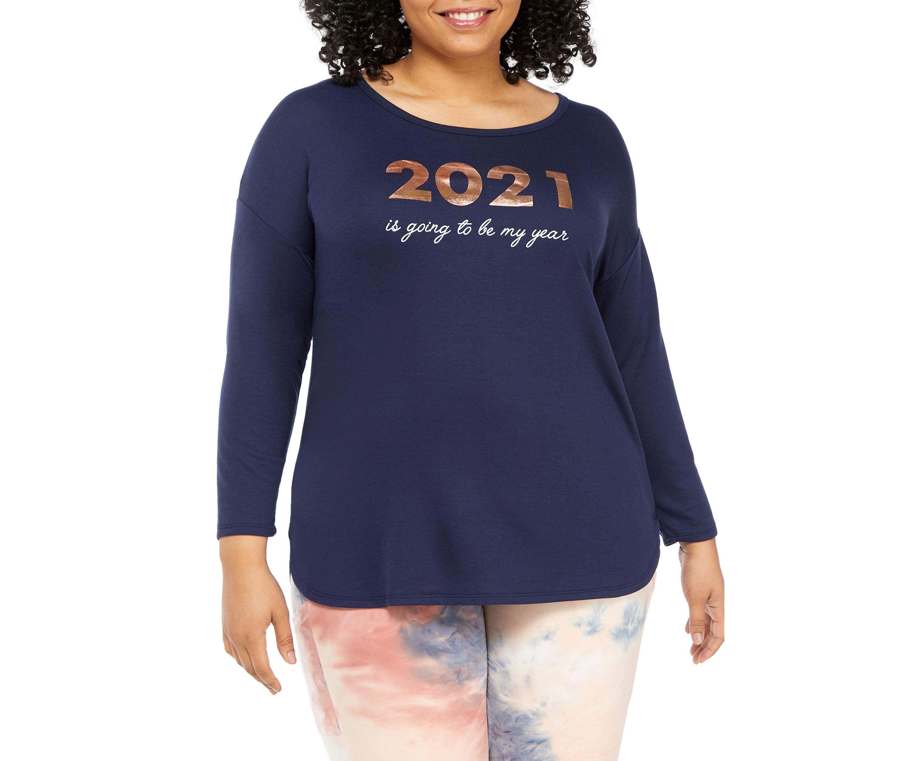 Studio Plus Size Long Sleeve Graphic Pullover