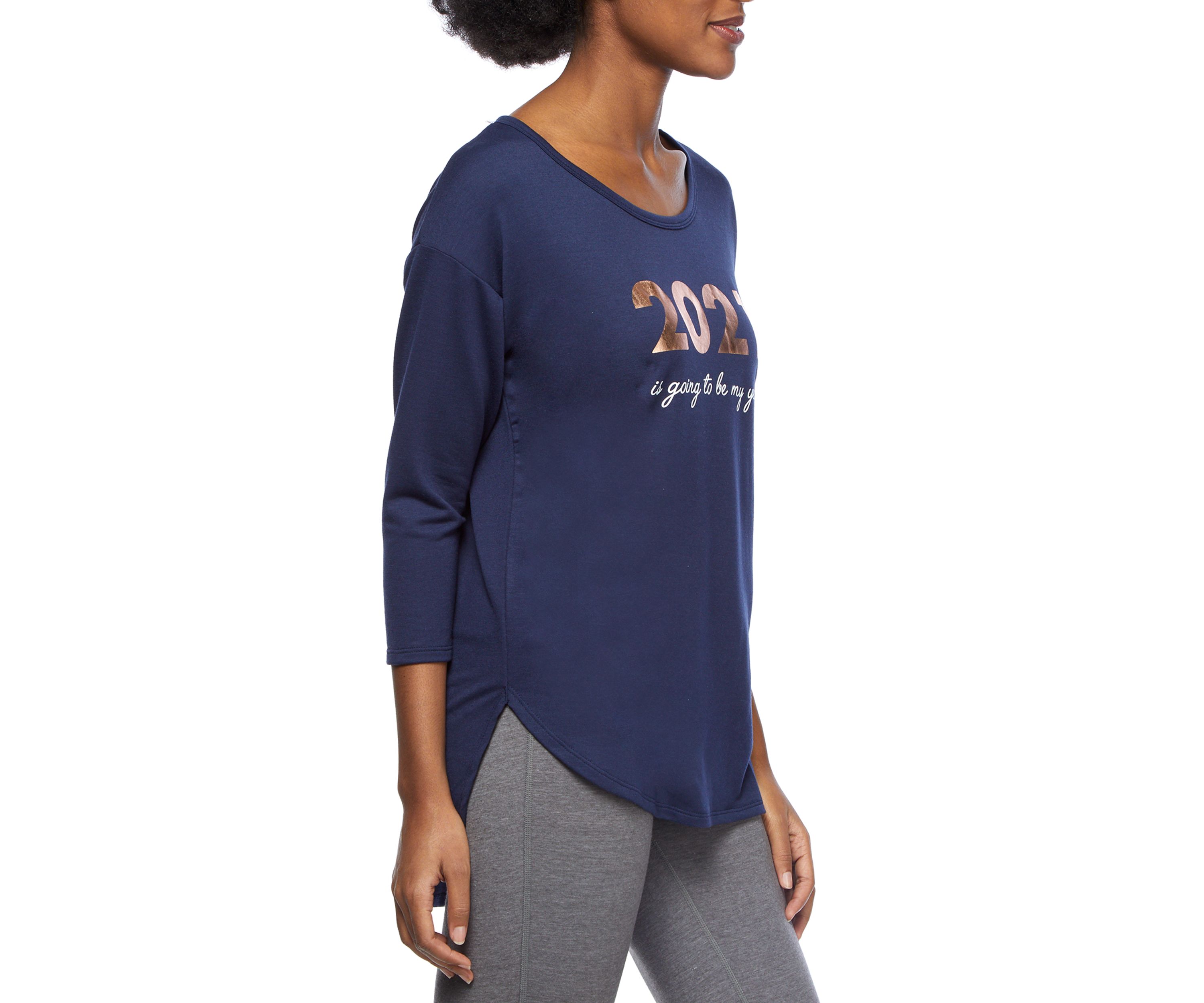 Studio Womens Long Sleeve Graphic T-Shirt 