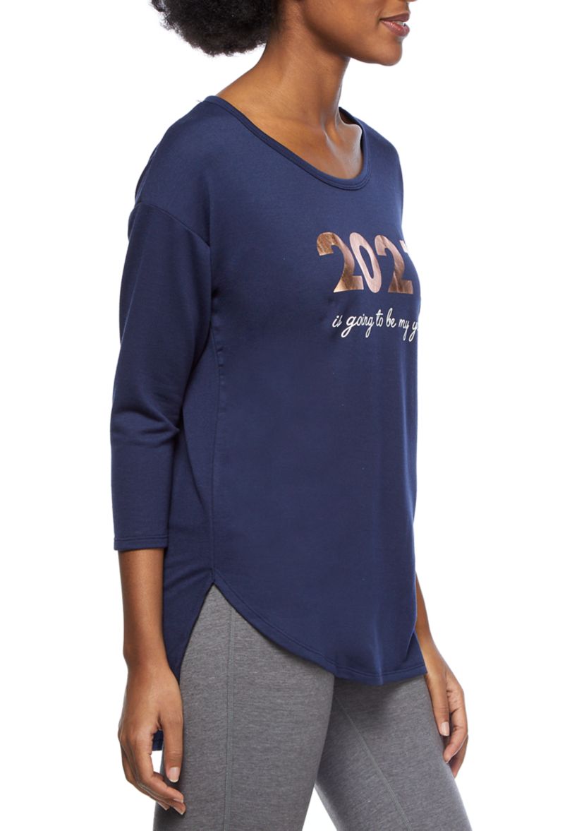 Studio Womens Long Sleeve Graphic T-Shirt 