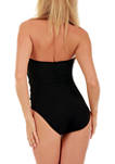 Compression One-Piece Swimsuit with Removable Halter Strap and Contrast Twist Front