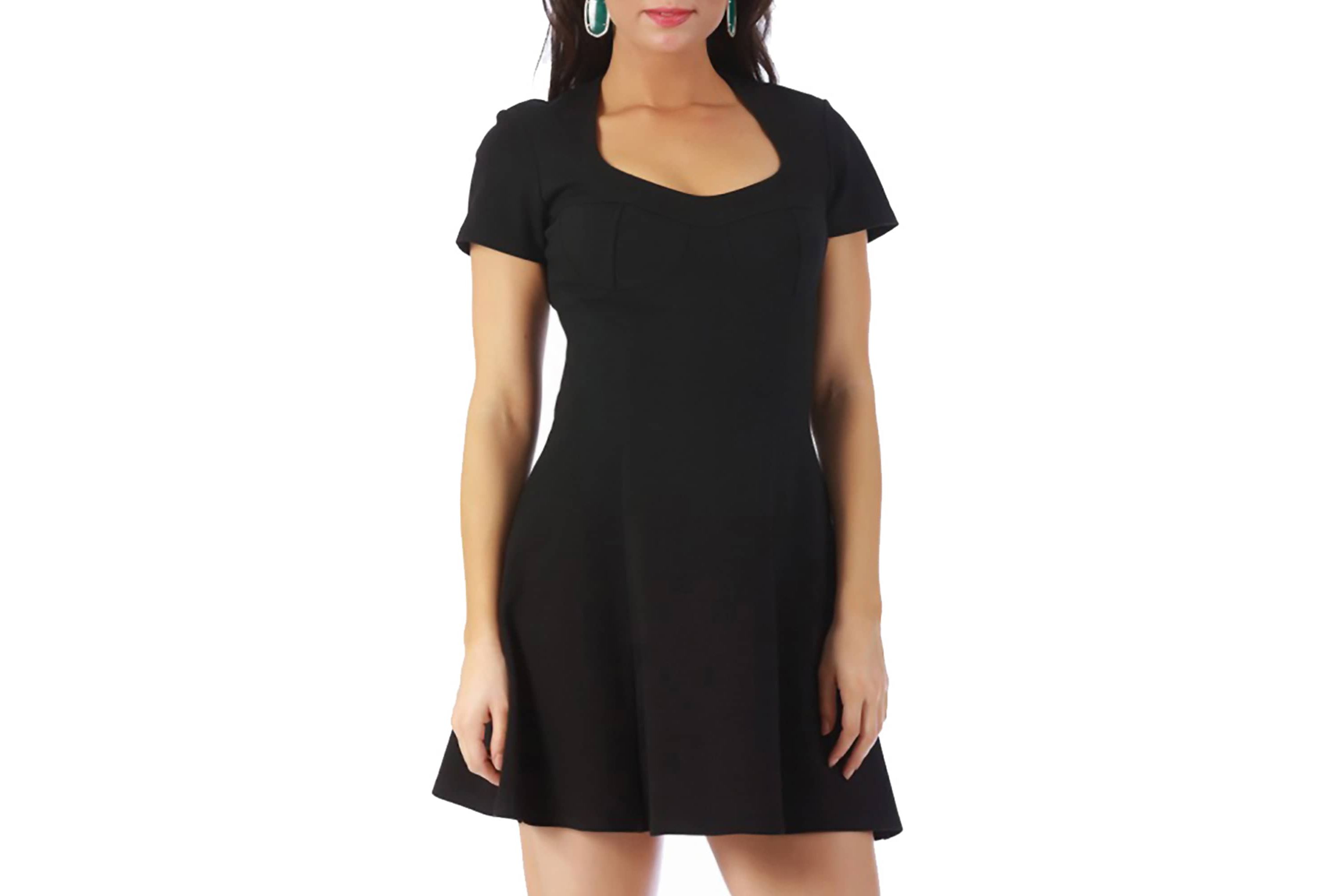 Fit and flare cap sleeve short dress