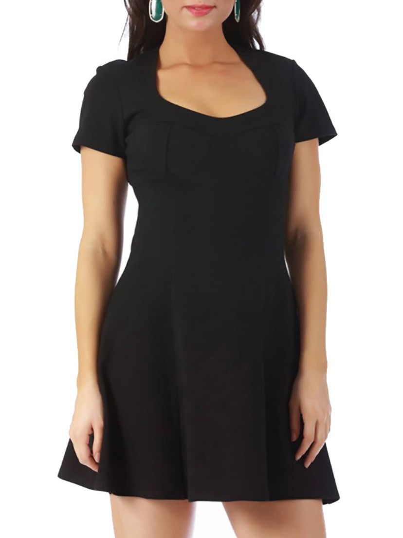 Fit and flare cap sleeve short dress