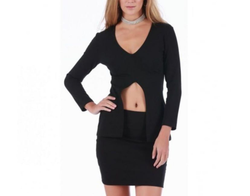 Long Sleeve Front Center Slit Top