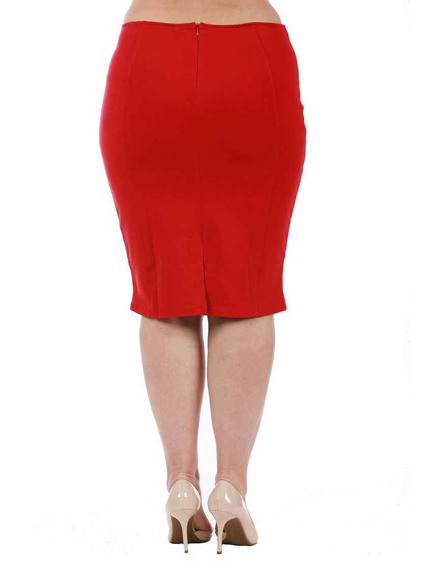 Plus Size Back Zip Pencil Skirt