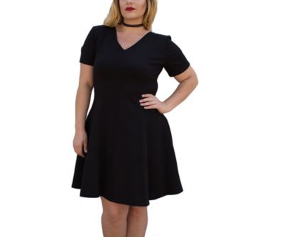 Plus fit and flare short sleeve dress