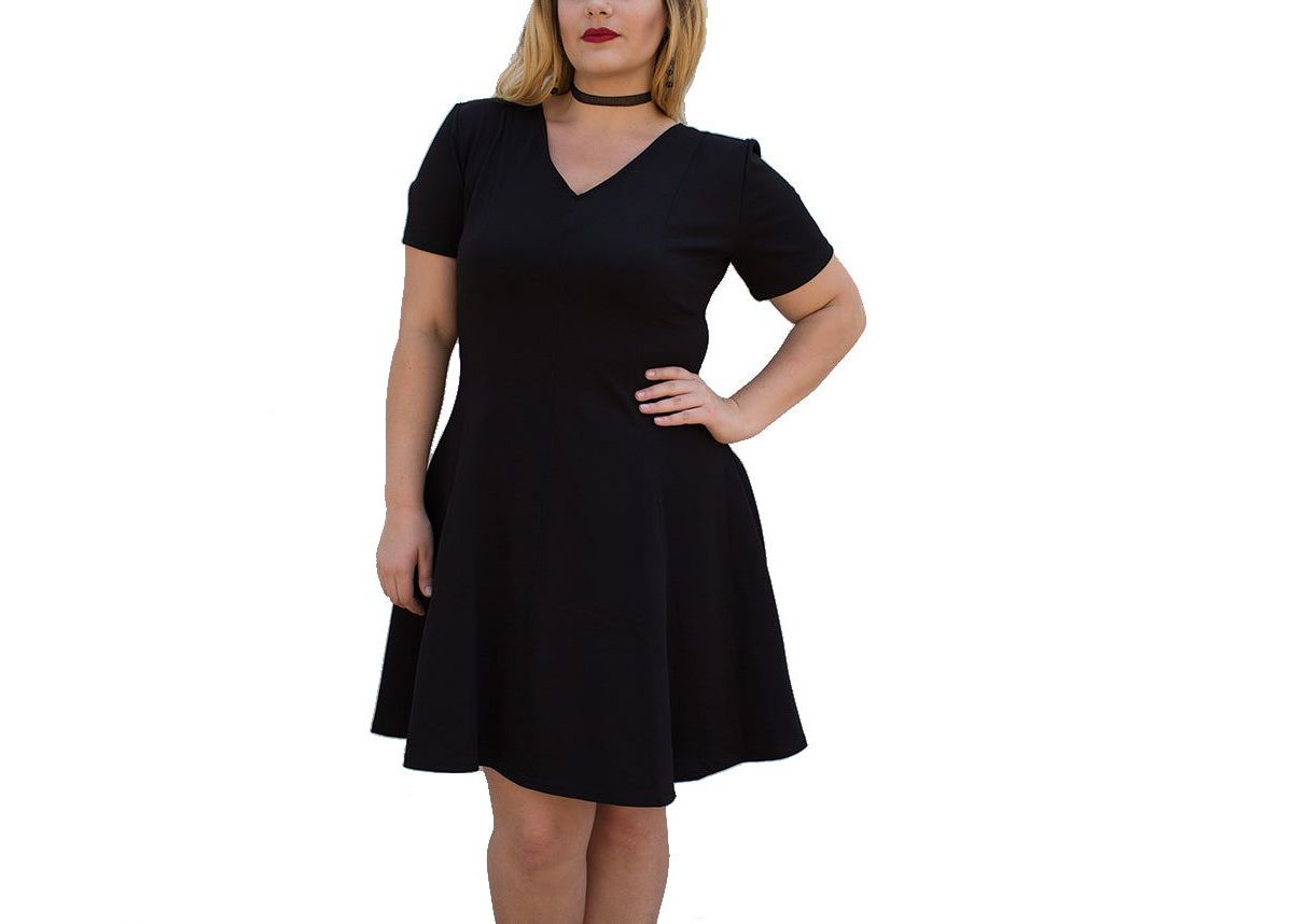Plus size fit and flare short sleeve dress