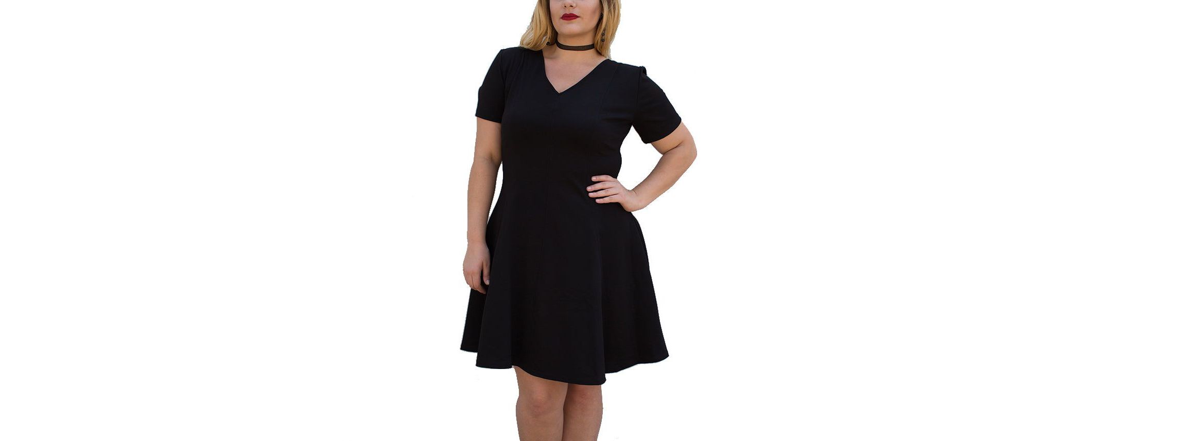 Plus size fit and flare short sleeve dress