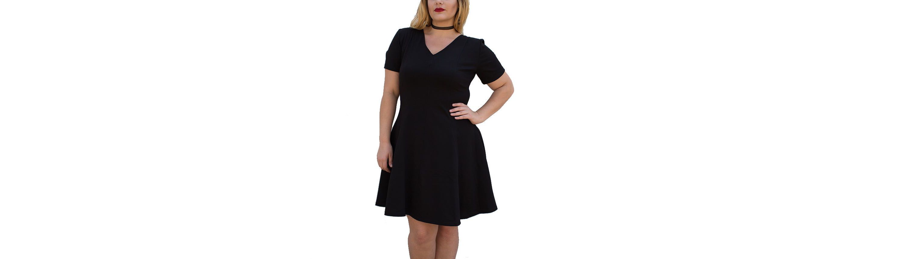 Plus size fit and flare short sleeve dress