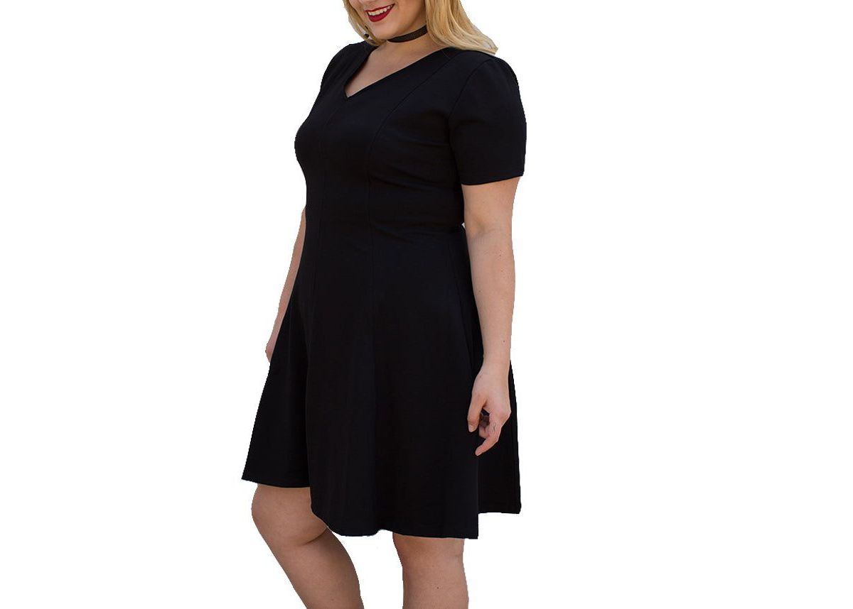 Plus size fit and flare short sleeve dress