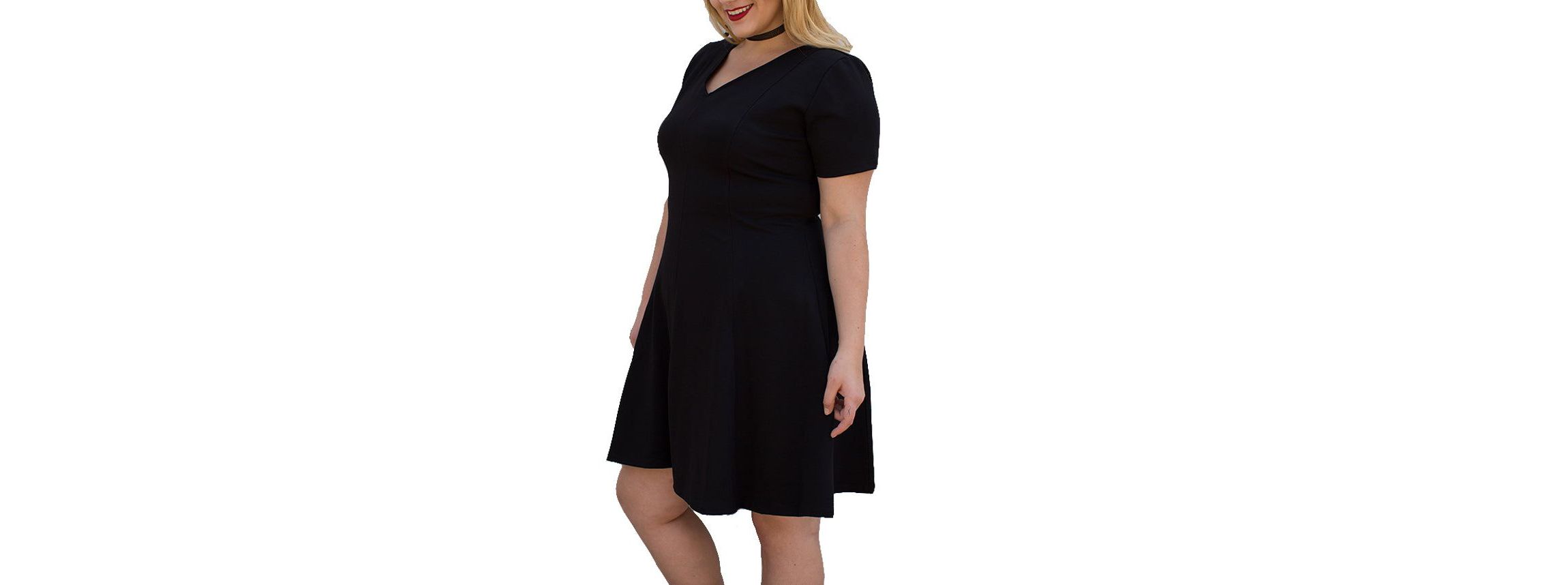 Plus size fit and flare short sleeve dress