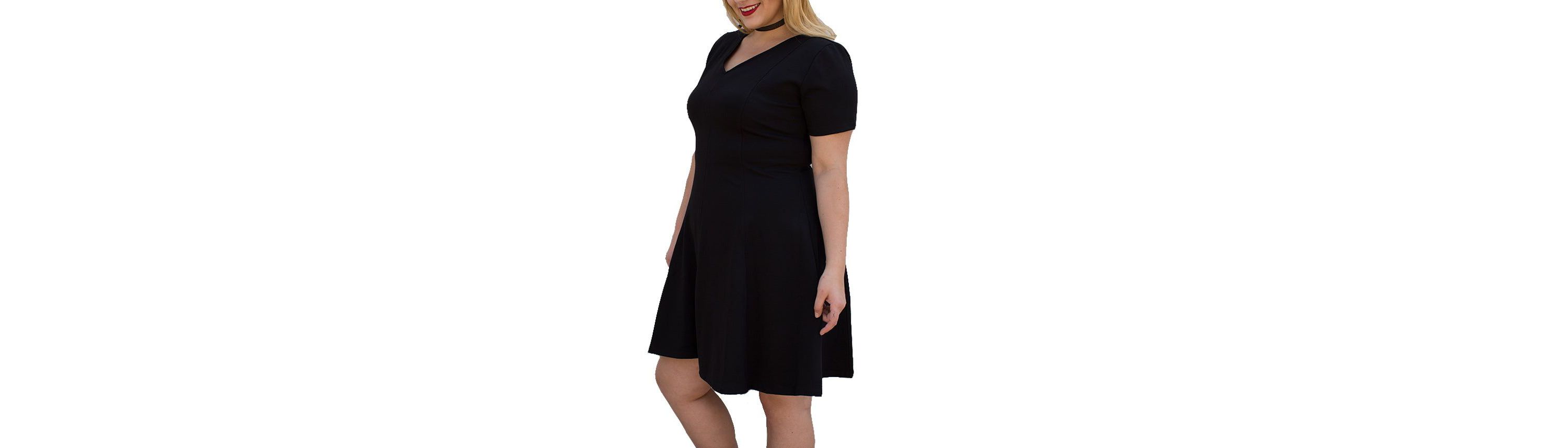 Plus size fit and flare short sleeve dress