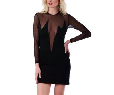 Mesh long sleeve short dress