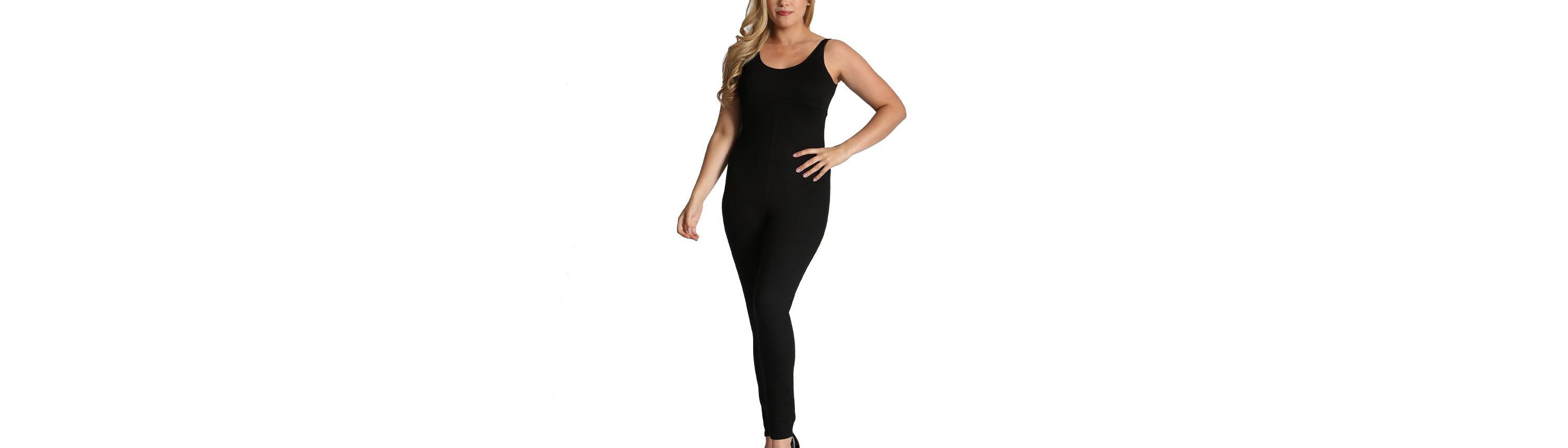 Plus size empire waist full length bodysuit