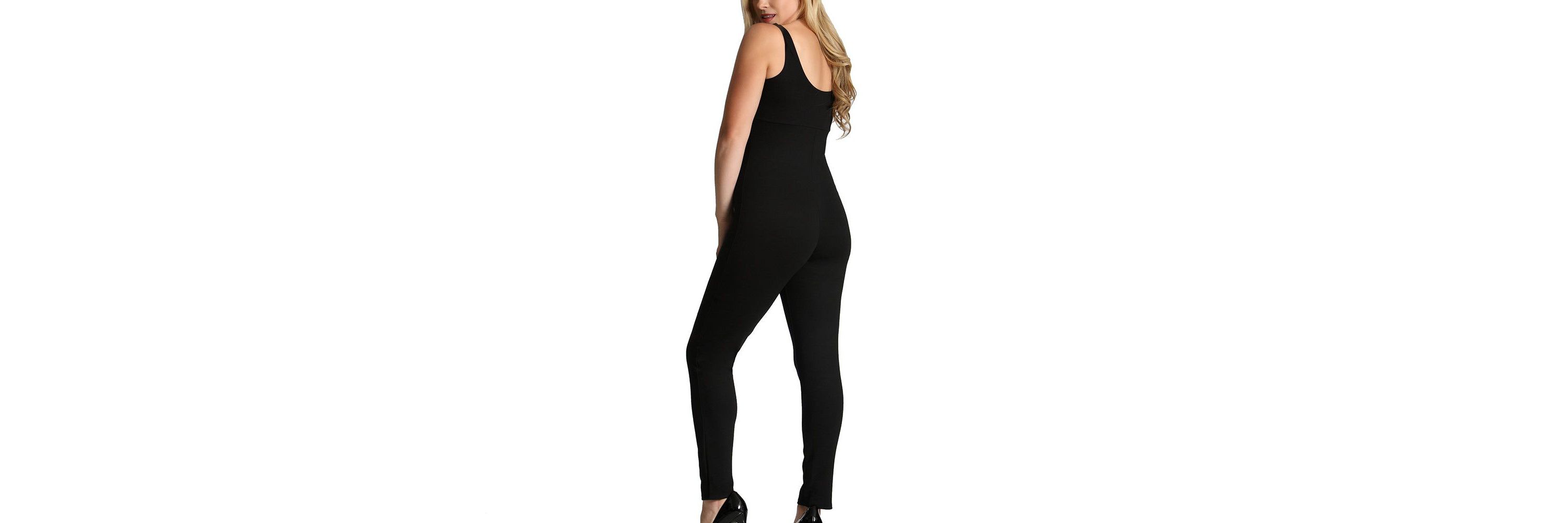 Plus size empire waist full length bodysuit