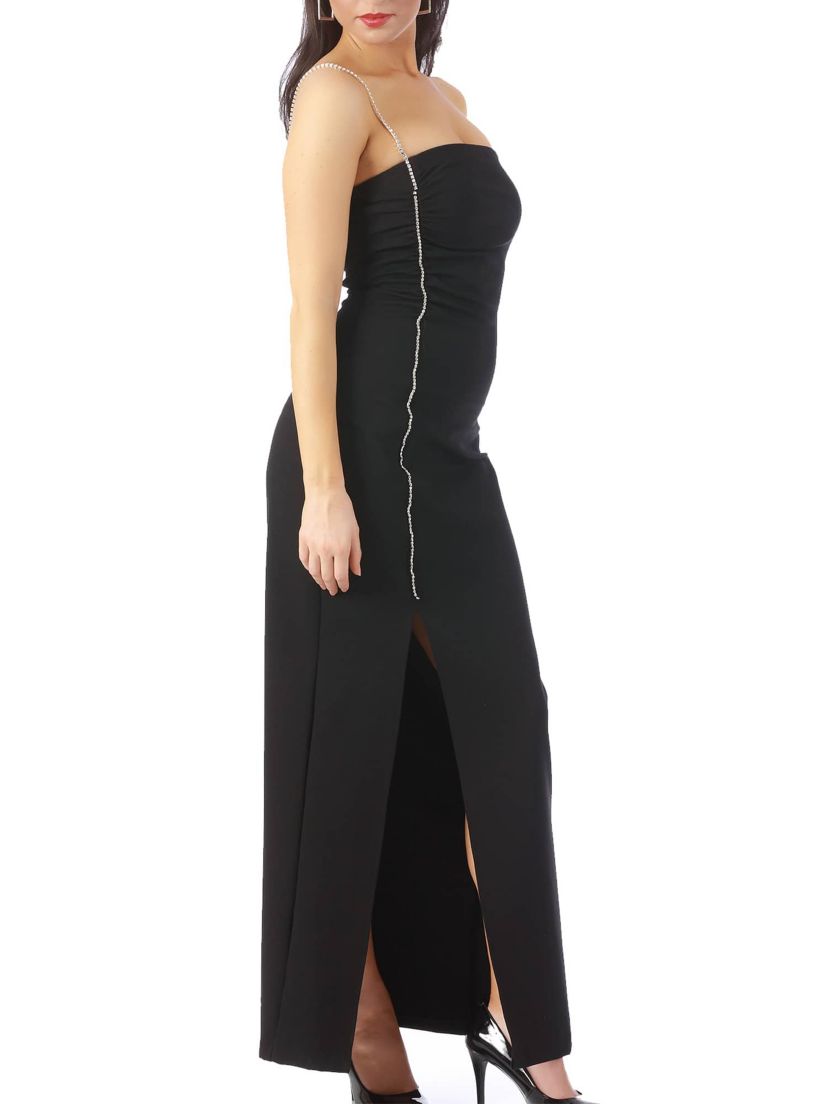Rhinestone strap evening long dress
