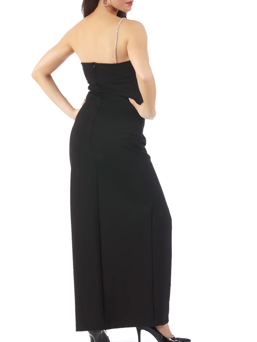 Rhinestone strap evening long dress