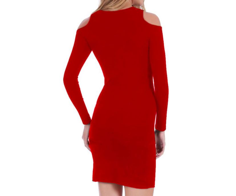 Cold shoulder long sleeve dress