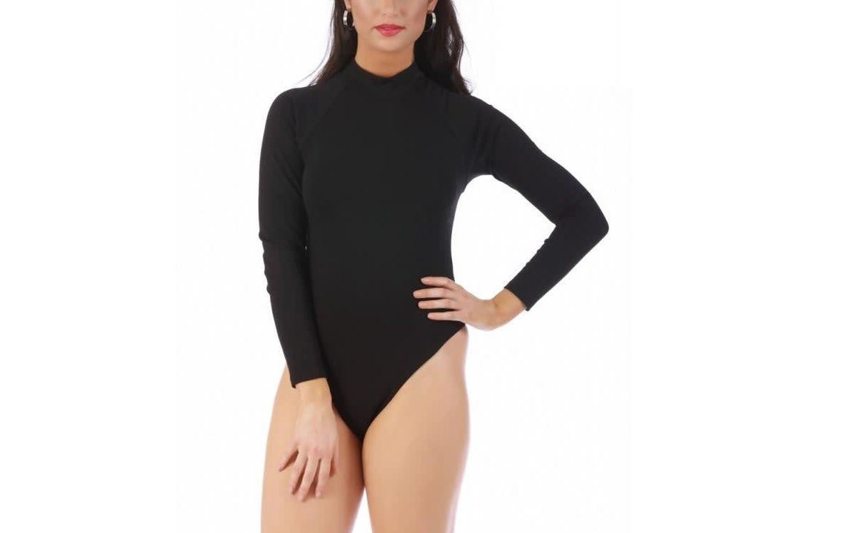 Mock Neck Thong Back Bodysuit