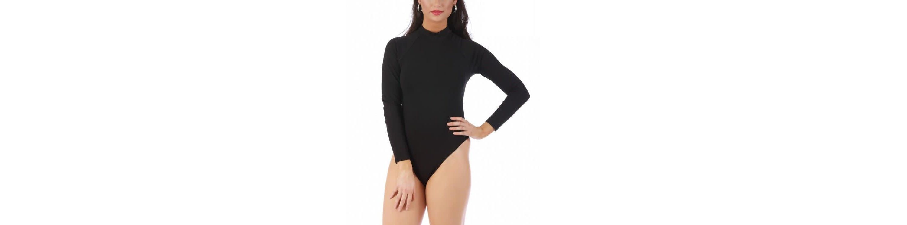Mock Neck Thong Back Bodysuit