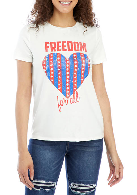 New Directions® Womens Short Sleeve Americana Graphic T-Shirt
