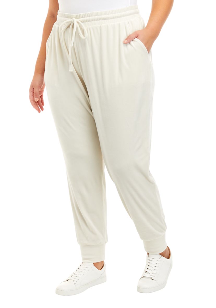 Plus Size Washed Velour Joggers