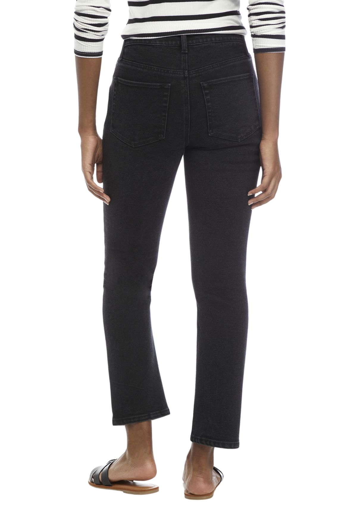 Womens High Rise Slim Fit Cropped Straight Jeans 