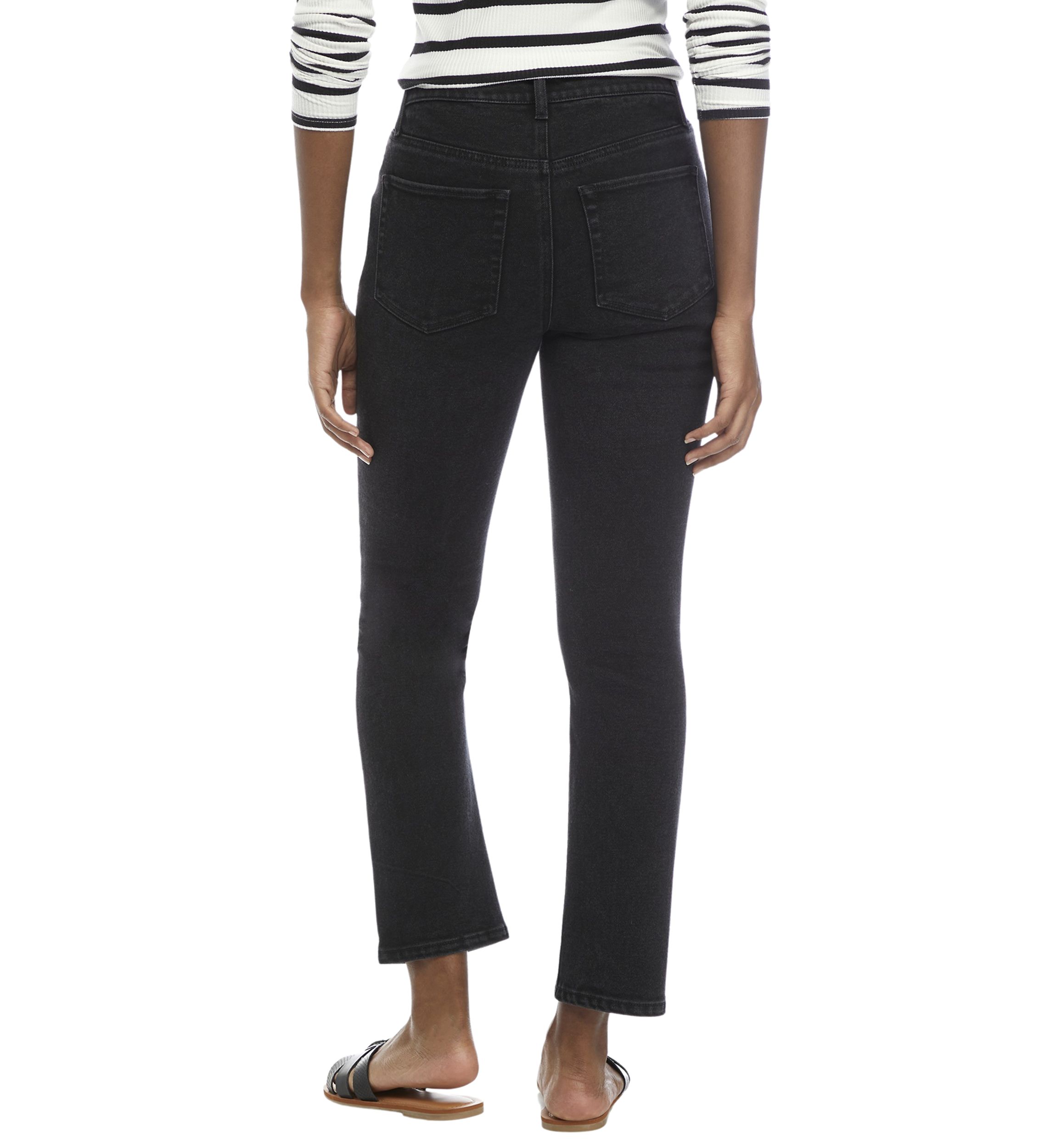 Womens High Rise Slim Fit Cropped Straight Jeans 