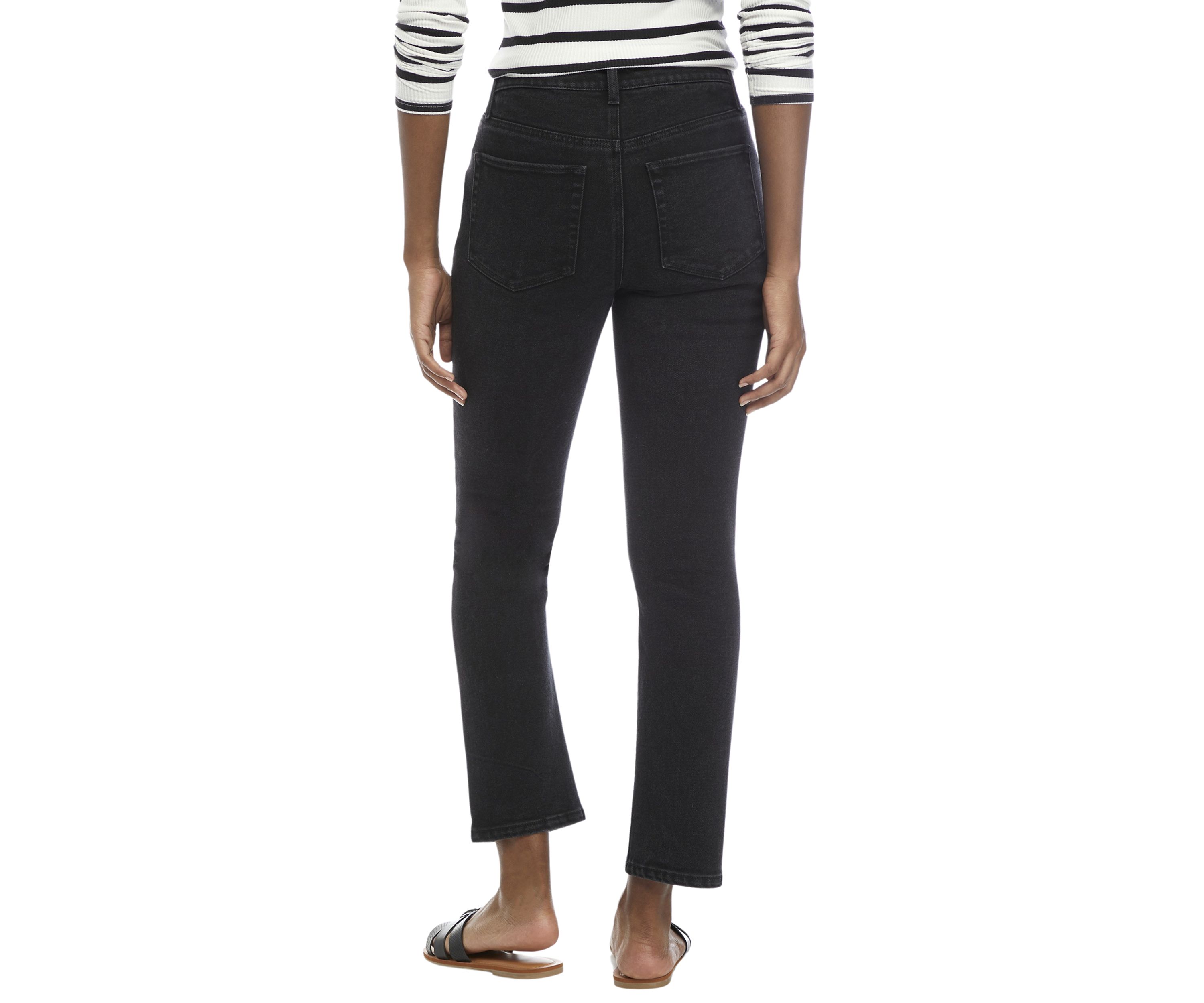 Womens High Rise Slim Fit Cropped Straight Jeans 
