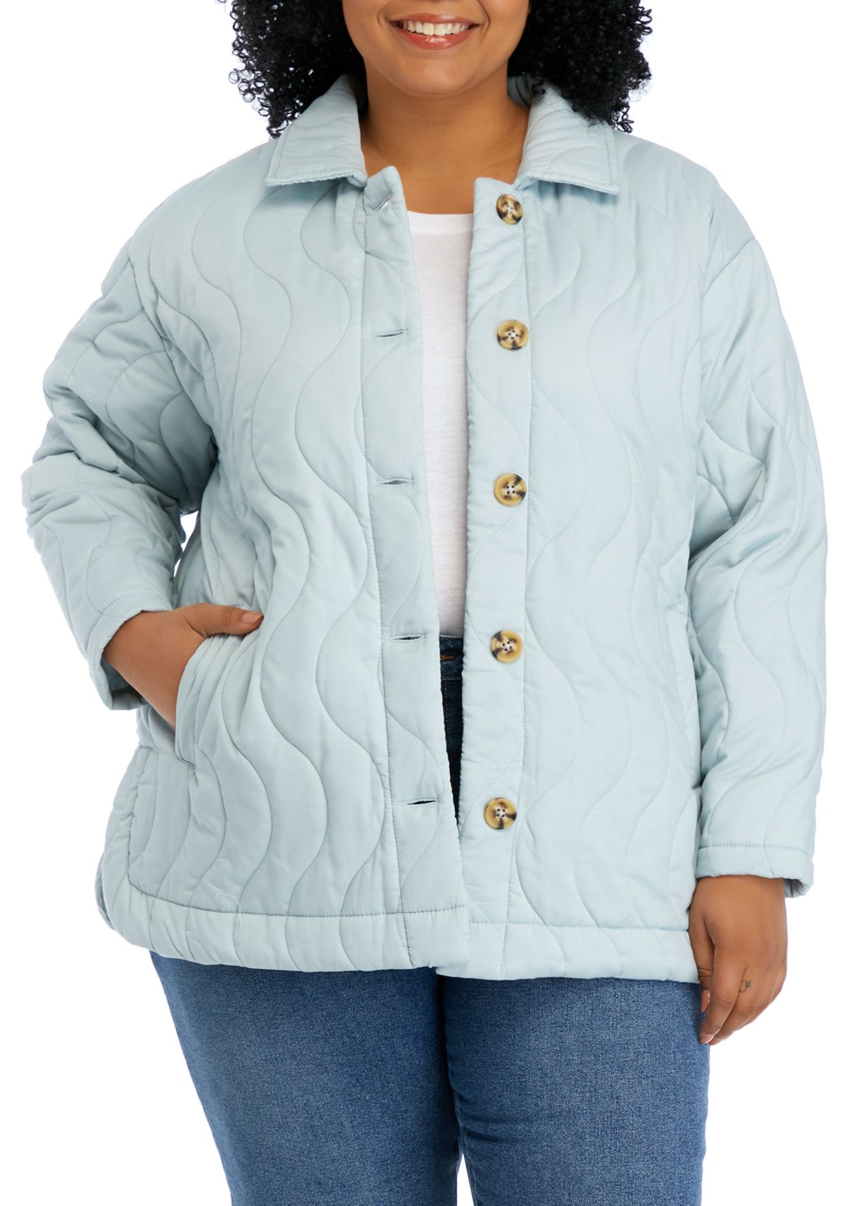 Plus Size Long Sleeve Quilted Jacket 